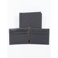 Ostrich Embossed Calf Leather Credit Card & Bill Clip Wallet